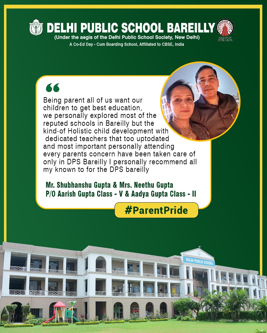 PARENTS OF Aarish Gupta Grade -V