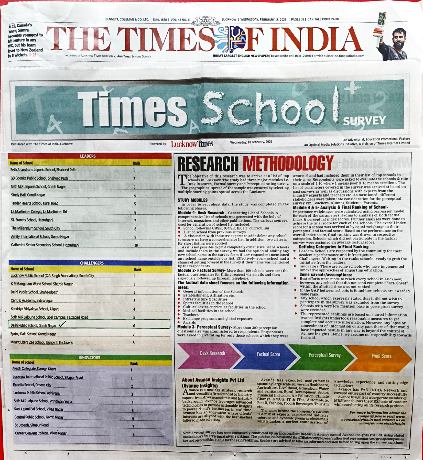 SCHOOL SURVEY OF LUCKNOW