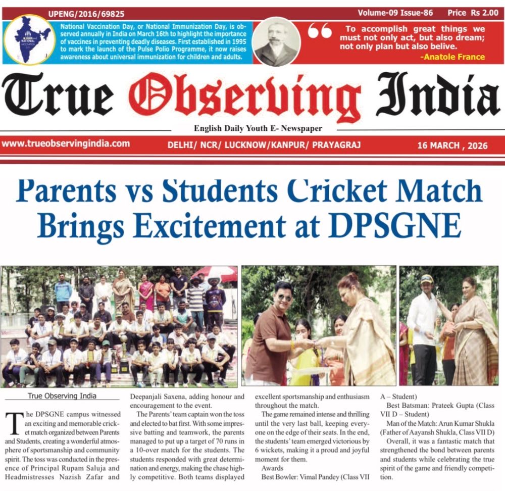 The DPSGNE campus witnessed an exciting and memorable cricket match 🏏 organized between Parents and Students